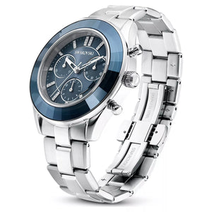 Swarovski Octea Lux Sport Chronograph Blue Dial Silver Steel Strap Watch for Women - 5610481