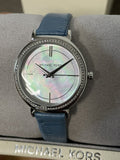 Michael Kors Cinthia Mother of Pearl Dial Blue Leather Strap Watch for Women - MK2661 Authentic Buy Shop Now