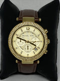 Michael Kors Parker Champagne Gold Dial Brown Leather Strap Watch for Women - MK2249 Authentic Buy Shop Now