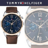 Tommy Hilfiger Deacan Blue Dial Brown Leather Strap Watch for Men - 1791549 Authentic Buy Shop Now