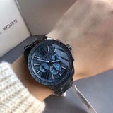Michael Kors Wren Chronograph Quartz Blue Dial Grey Steel Strap Watch For Women - MK6097 Authentic Buy Shop Now