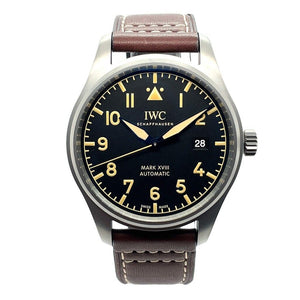IWC Pilot's Watch Mark XVIII 40mm Black Dial Brown Leather Strap Watch for Men - IW327006 Authentic Buy Shop Now