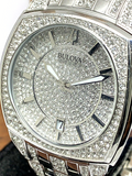 Bulova Phantom Swarovski Crystal Pave Silver Dial Silver Steel Strap Watch for Men - 98B296 Authentic Buy Shop Now