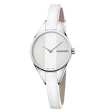 Calvin Klein Rebel White Dial White Leather Strap Watch for Women - K8P231L6 Authentic Buy Shop Now