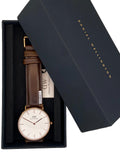Daniel Wellington Dapper Bristol White Dial Brown Leather Strap Watch For Men - DW00100086 Authentic Buy Shop Now