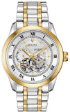 Bulova BVA Skeleton Silver Dial Two Tone Steel Strap Watch for Men - 98A230 Authentic Buy Shop Now