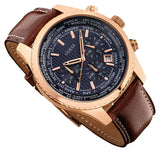 Guess Persuit Chronograph Blue Dial Brown Leather Strap Watch for Men - W0500G1 Authentic Buy Shop Now