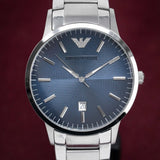 Emporio Armani Renato Quartz Blue Dial Silver Steel Strap Watch For Men - AR11182 Authentic Buy Shop Now