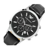 Emporio Armani Renato Chronograph Black Dial Black Leather Strap Watch For Men - AR2447 Authentic Buy Shop Now