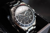 Emporio Armani Sigma Chronograph Black Dial Silver Steel Strap Watch For Men - AR6098 Authentic Buy Shop Now