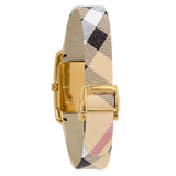 Burberry Pioneer Gold Dial Haymarket Beige Leather Strap Watch for Women - BU9509 Authentic Buy Shop Now