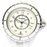Chanel J12 Diamonds Quartz Mother of Pearl White Dial White Steel Strap Watch for Women - J12 H2570 Authentic Buy Shop Now