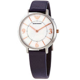 Emporio Armani Kappa White Mother of Pearl Dial Black Leather Strap Watch For Women - AR2509 Authentic Buy Shop Now
