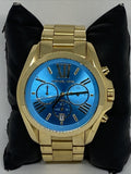 Michael Kors Bradshaw Chronograph Blue Dial Gold Steel Strap Watch For Women - MK5975 Authentic Buy Shop Now