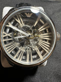 Emporio Armani Meccanico Automatic Black Dial Leather Strap Watch For Men - AR4629 Authentic Buy Shop Now