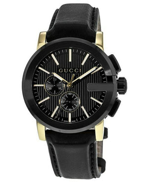 Gucci G Chrono Black Dial Black Leather Strap Watch For Men - YA101203 Authentic Buy Shop Now