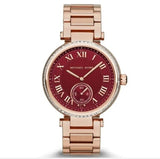 Michael Kors Skylar Maroon Dial Rose Gold Steel Strap Watch for Women - MK6086 Authentic Buy Shop Now