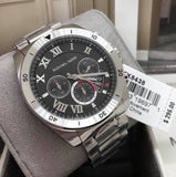 Michael Kors Brecken Chronograph Quartz Black Dial Silver Steel Strap Watch For Men - MK8438 Authentic Buy Shop Now