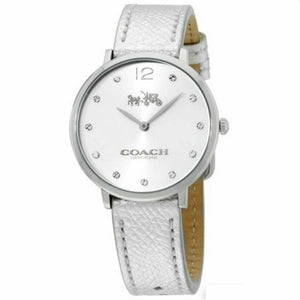 Coach Slim Easton Silver Dial Silver Leather Strap Watch for Women - 14502685 Authentic Buy Shop Now