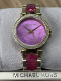 Michael Kors Parker Pink Mother of Pearl Dial Two Tone Steel Strap Watch for Women - MK6490 Authentic Buy Shop Now