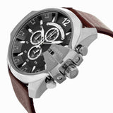 Diesel Mega Chief Chronograph Black Dial Brown Leather Strap Watch For Men - DZ4290 Authentic Buy Shop Now