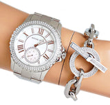 Michael Kors Everest Three hand Silver Dial Silver Steel Strap Watch For Women - MK7403 Authentic Buy Shop Now