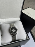 Gucci G Timeless Quartz Diamonds Black Dial Silver Steel Strap Watch For Women - YA1265024 Authentic Buy Shop Now