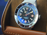 Breitling Superocean Heritage '57 Black Dial Silver Mesh Bracelet Watch for Men - A10370121B1A1 Authentic Buy Shop Now
