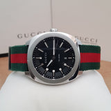 Gucci GG2570 Quartz Black Dial Green & Red Nylon Strap Watch For Men - YA142305 Authentic Buy Shop Now