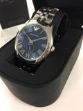 Emporio Armani Valente Chronograph Blue Dial Silver Steel Strap Watch For Men - AR1789 Authentic Buy Shop Now