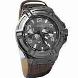 Guess Rigor Analog Quartz Black Dial Brown Leather Strap Watch For Men - W0040G2 Authentic Buy Shop Now