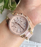 Michael Kors Ritz Chronograph Rose Gold Dial Two Tone Steel Strap Watch for Women - MK6307 Authentic Buy Shop Now