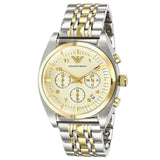 Emporio Armani Classic Chronograph White Dial Two Tone Steel Strap Watch For Men - AR0396 Authentic Buy Shop Now