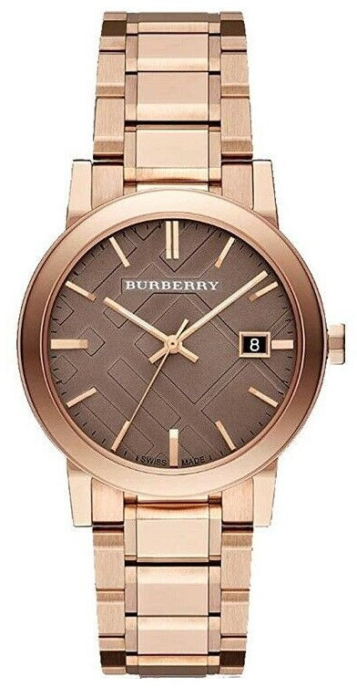 Burberry The City Light Brown Dial Rose Gold Steel Strap Watch for Women - BU9005 Authentic Buy Shop Now