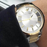 Emporio Armani Renato Silver Dial Two Tone Steel Strap Watch For Men - AR2449 Authentic Buy Shop Now