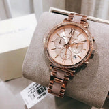 Michael Kors Sofie Chronograph Rose Gold Dial Rose Gold Steel Strap Watch For Women - MK6560 Authentic Buy Shop Now