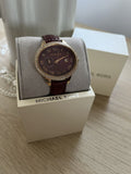 Michael Kors Whitley Quartz Burgundy Dial Burgundy Leather Strap Watch For Women - MK2430 Authentic Buy Shop Now