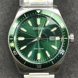 Citizen Eco Drive Vintage Green Dial Silver Steel Strap Watch For Men - AW1598-70X Authentic Buy Shop Now