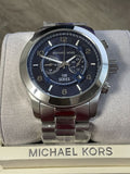 Michael Kors Stop Hunger Chronograph Blue Dial Silver Steel Strap Watch for Men - MK8314 Authentic Buy Shop Now