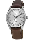 Tissot Gentleman Powermatic 80 Silicium Silver Dial Brown Leather Strap Watch For Men - T127.407.16.031.00 Authentic Buy Shop Now
