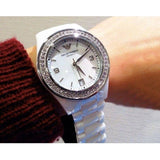 Emporio Armani Ceramica White Mother of Pearl Dial Stainless Steel Strap Watch For Women - AR1426 Authentic Buy Shop Now