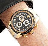 Versace V-Ray Chronograph Black Dial Two Tone Steel Strap Watch For Men - VE2I00421 Authentic Buy Shop Now