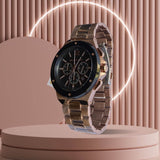Michael Kors Lennox Chronograph Black Dial Rose Gold Steel Strap Watch For Men - MK8940 Authentic Buy Shop Now