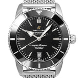 Breitling Superocean Heritage B20 Automatic 46 Black Dial Silver Mesh Bracelet Watch for Men - AB2020121B1A1 Authentic Buy Shop Now