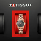 Tissot T Wave Anthracite Dial Rose Gold Steel Strap Watch For Women - T112.210.33.061.00 Authentic Buy Shop Now