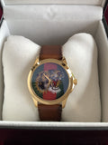 Gucci Le Marche Des Merveilles Red & Green Dial Brown Leather Strap Unisex Watch - YA126497 Authentic Buy Shop Now