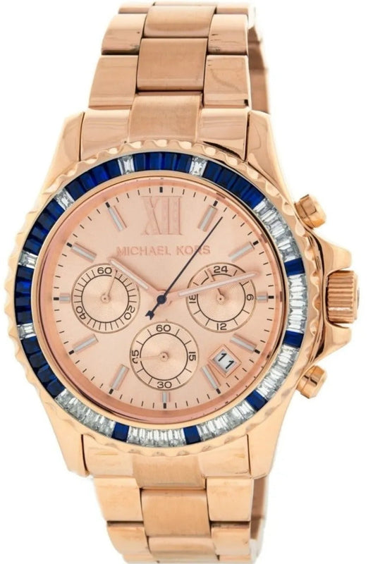 Michael Kors Everest Chronograph Rose Gold Dial Rose Gold Steel Strap Watch For Women - MK5755 Authentic Buy Shop Now