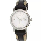 Burberry The City White Dial Black Haymarket Leather Strap Watch for Women - BU9150 Authentic Buy Shop Now