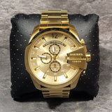 Diesel Mega Chief Chronograph Gold Dial Gold Steel Strap Watch For Men - DZ4360 Authentic Buy Shop Now