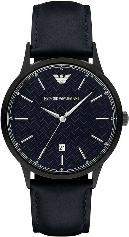 Emporio Armani Renato Quartz Blue Dial Blue Leather Strap Watch For Men - AR11190 Authentic Buy Shop Now